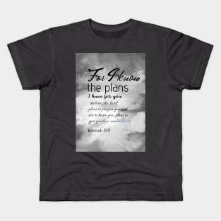 Bible verse Jeremiah 29:11 on hand drawn sky digital painting Kids T-Shirt